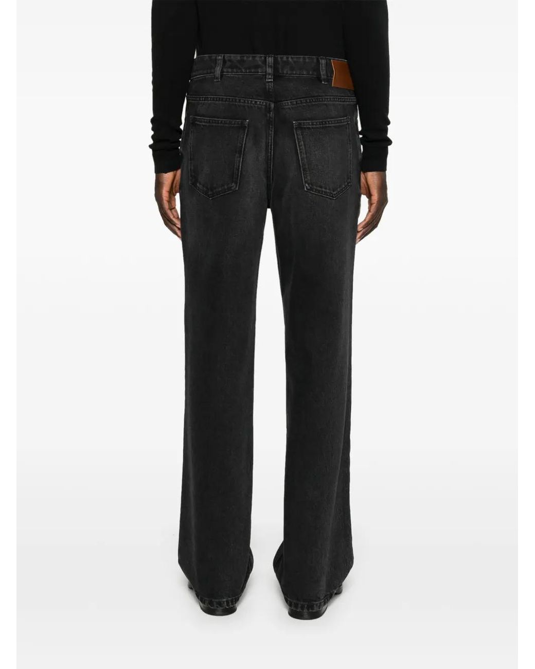 Marni Black Logo-Patch Straight-Leg Jeans for men