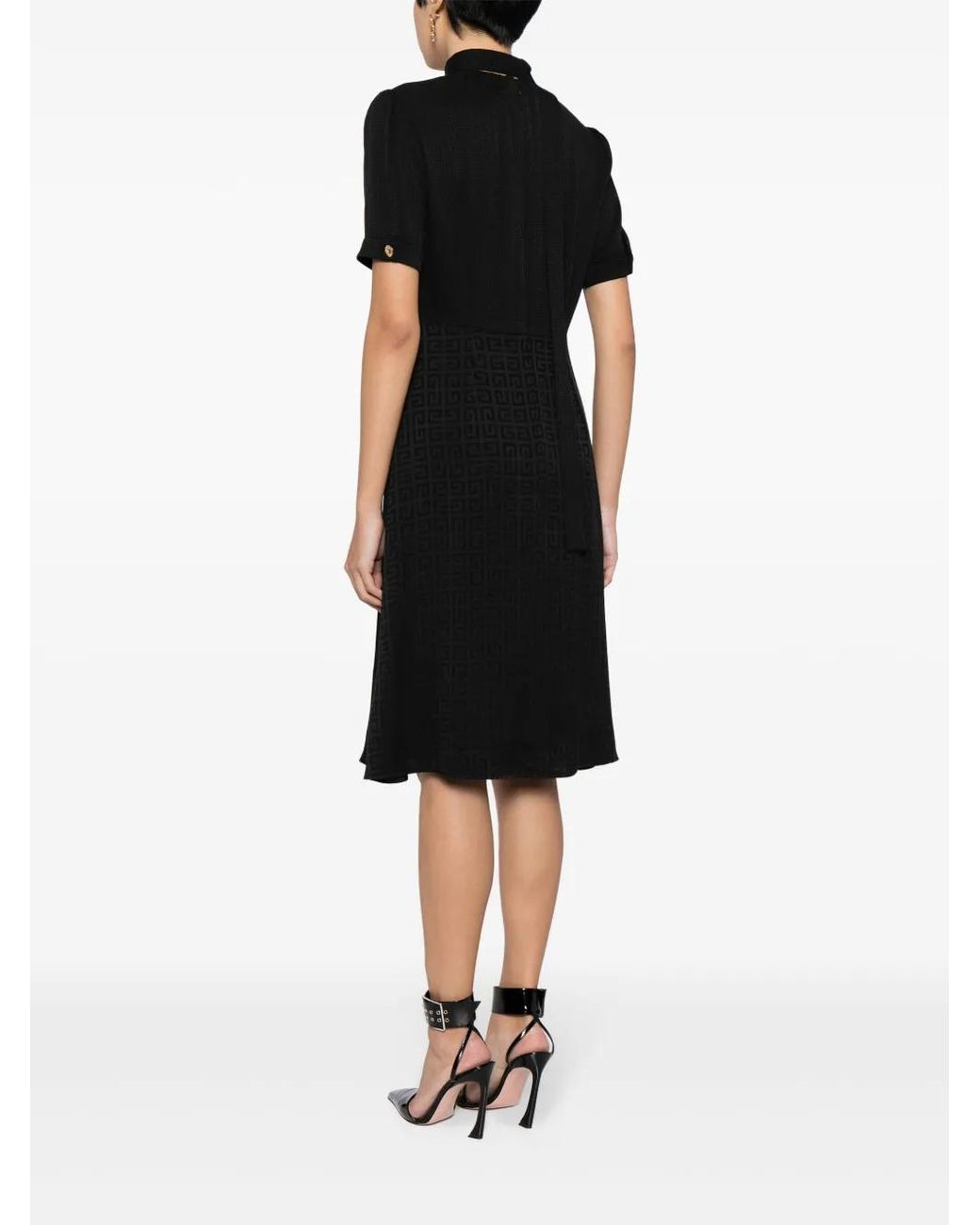 Givenchy Black 4G-Jacquard Silk Midi Dress