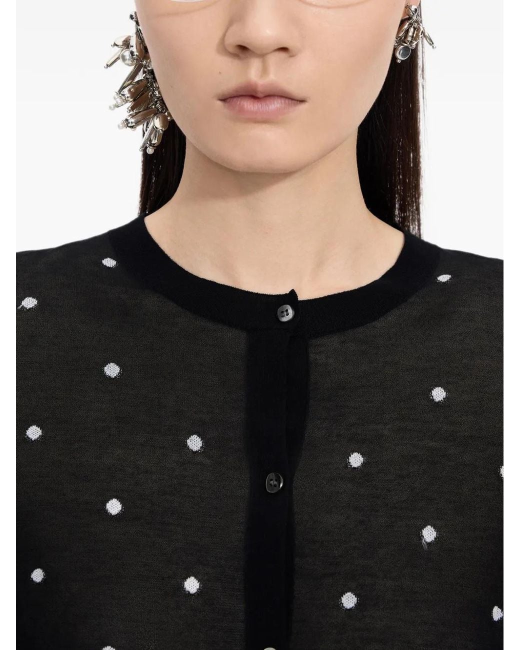 JNBY Black Polka-Dot Cardigan