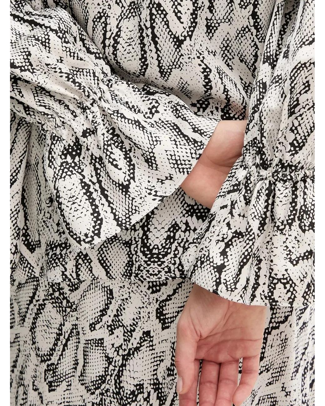 MARC AUREL White Ruffled Snake-Print Shirt