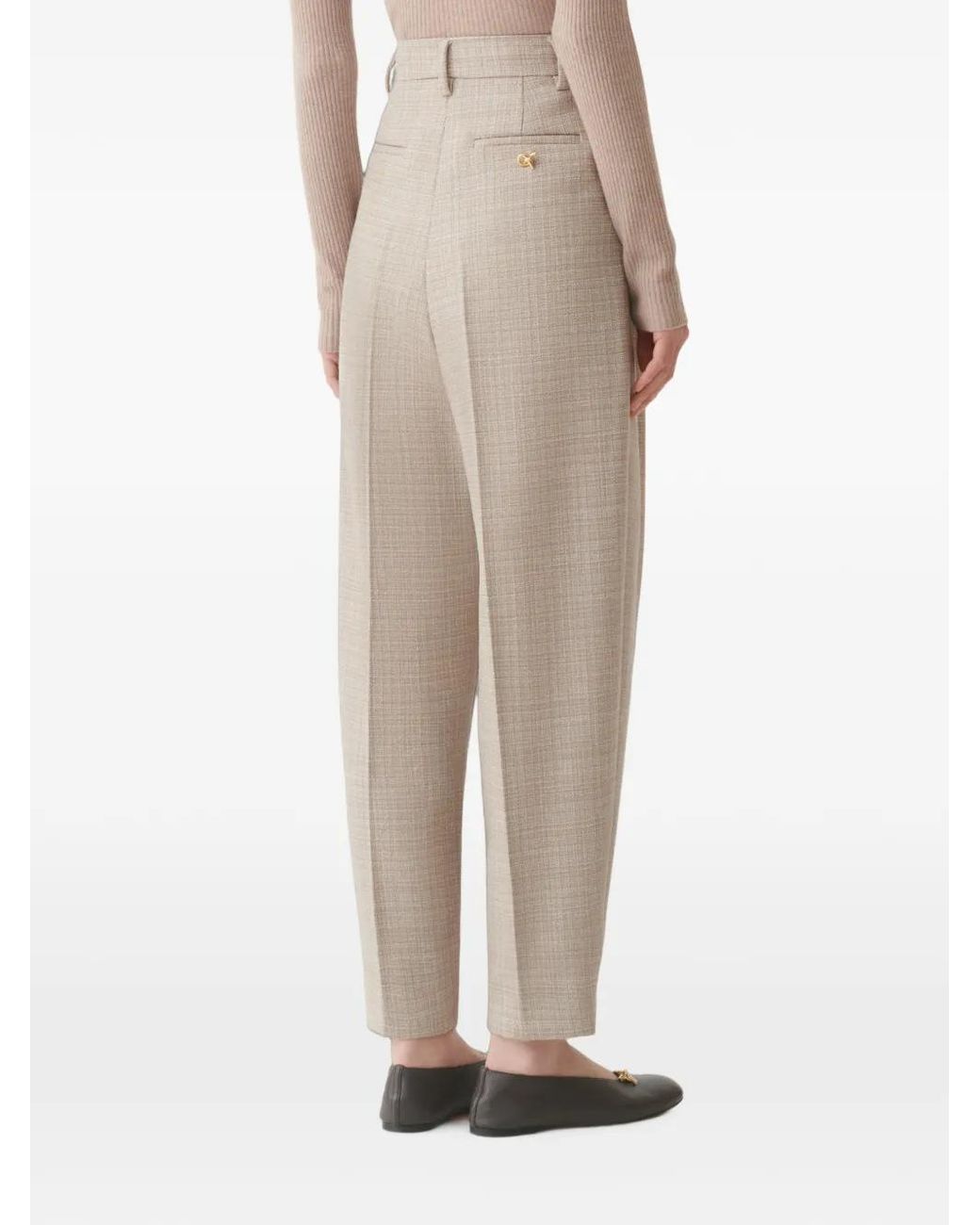 Fabiana Filippi White Pleated Check-Pattern Trousers