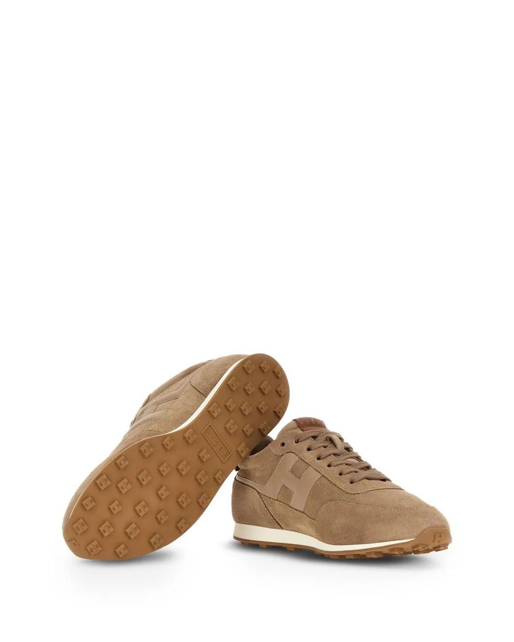 Hogan Brown Logo Patch Lace-Up Sneakers for men