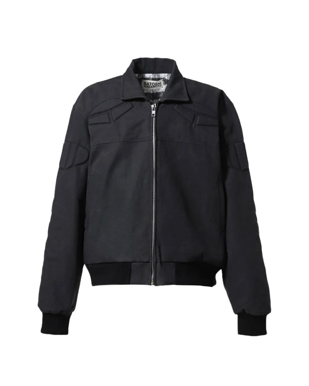 Satoshi Nakamoto Black Padded Panelled Bomber Jacket for men