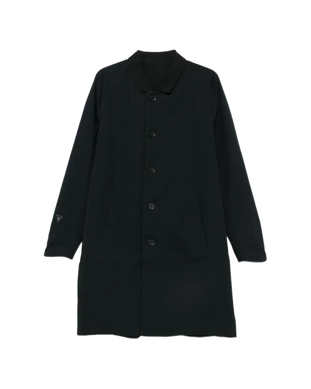 MACRON Black Logo-Patch Button-Up Coat for men
