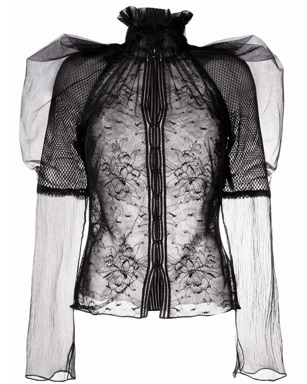 Tom Ford Multicolor Floral-lace High-neck Blouse