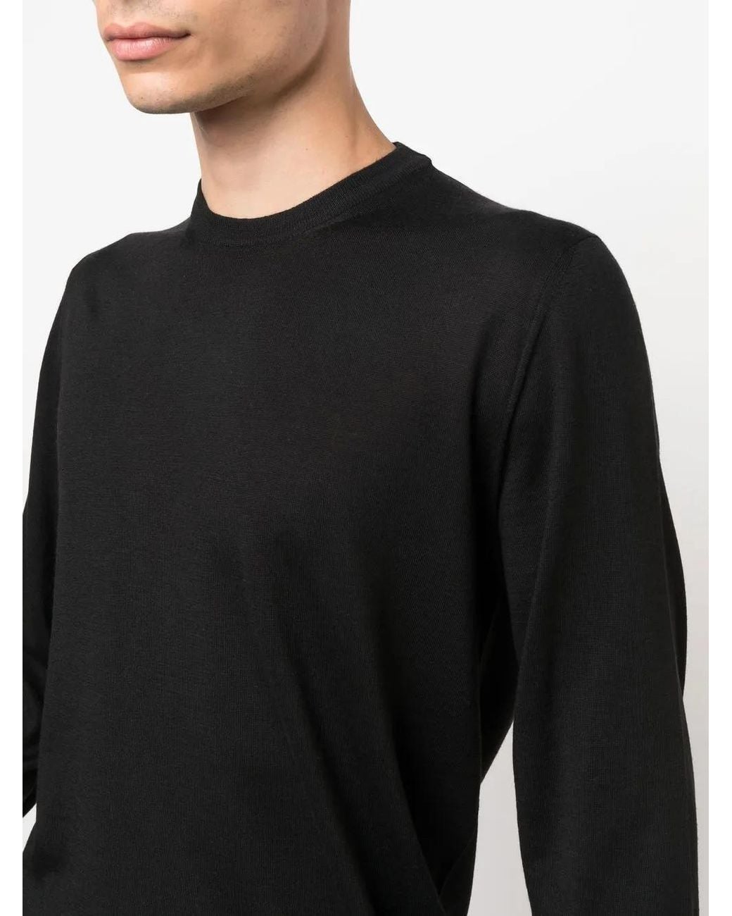 Corneliani Black Crew-Neck Long-Sleeve Jumper for men