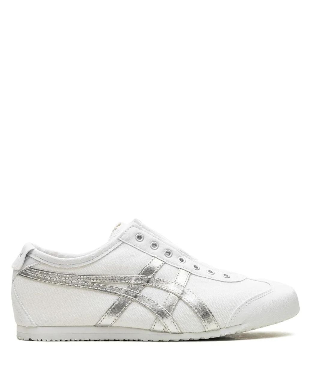 Onitsuka Tiger White Tiger Stripes Canvas Slip-On Sneakers