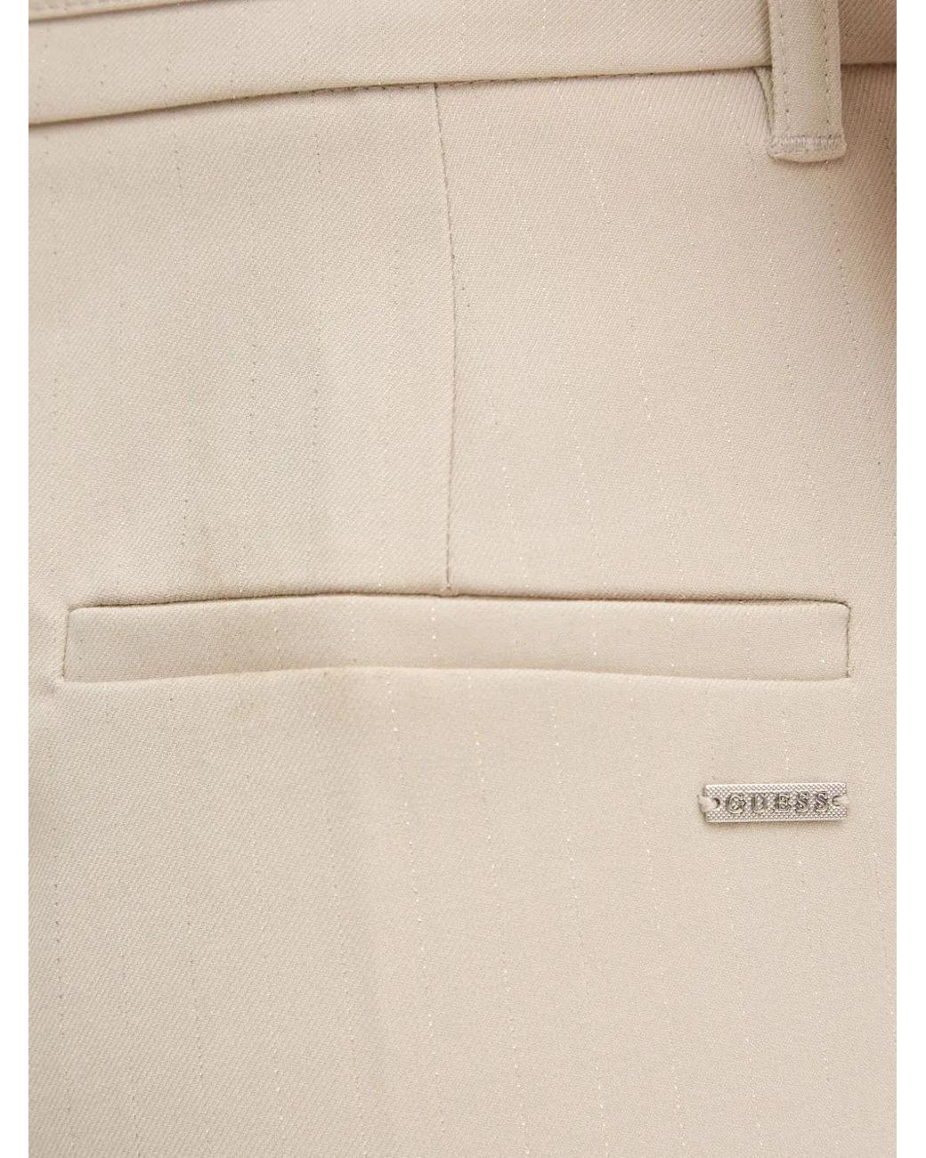 Guess Natural Bruna Pinstripe Pleated Trousers