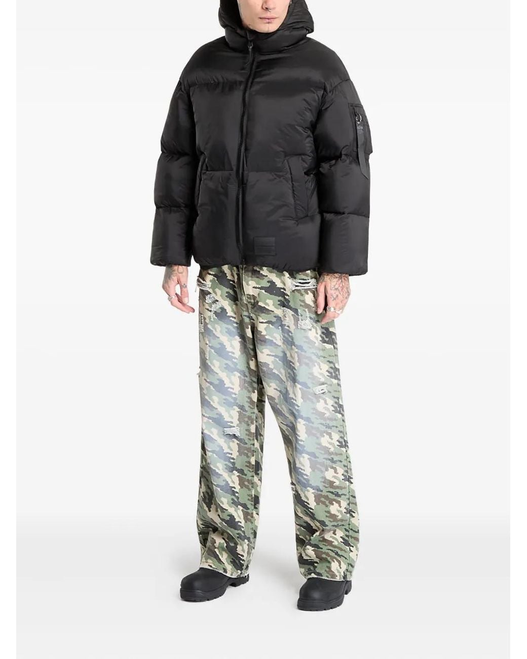 Alpha Industries Black Logo-Patch Padded Jacket for men