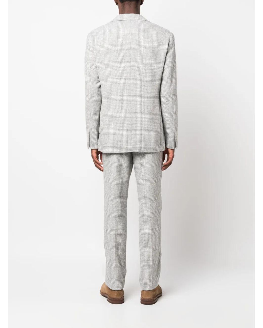 Brunello Cucinelli Gray Single-breasted Checked Suit for men
