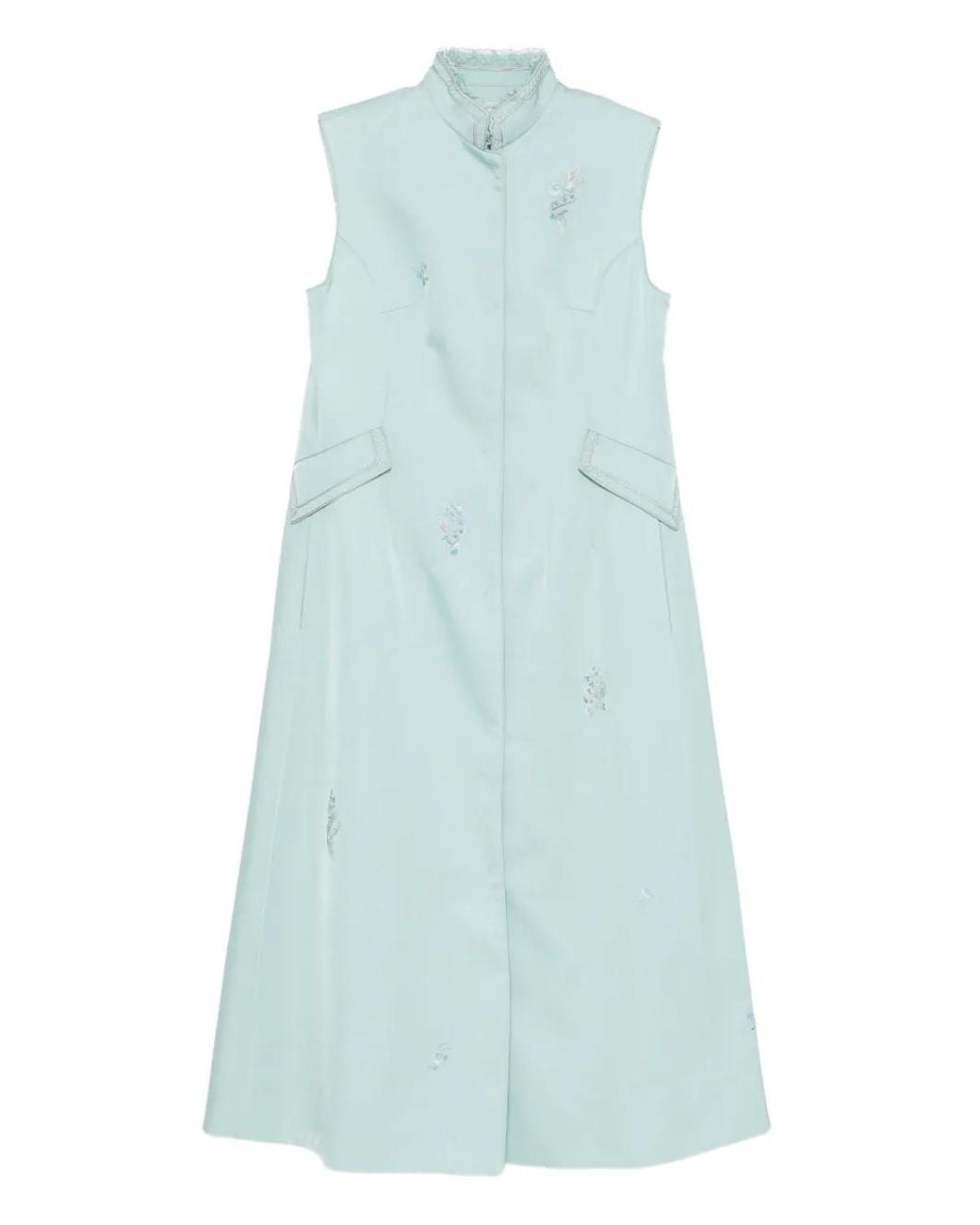 Shiatzy Chen Blue Scape-Of-Curve Embroidered Coat