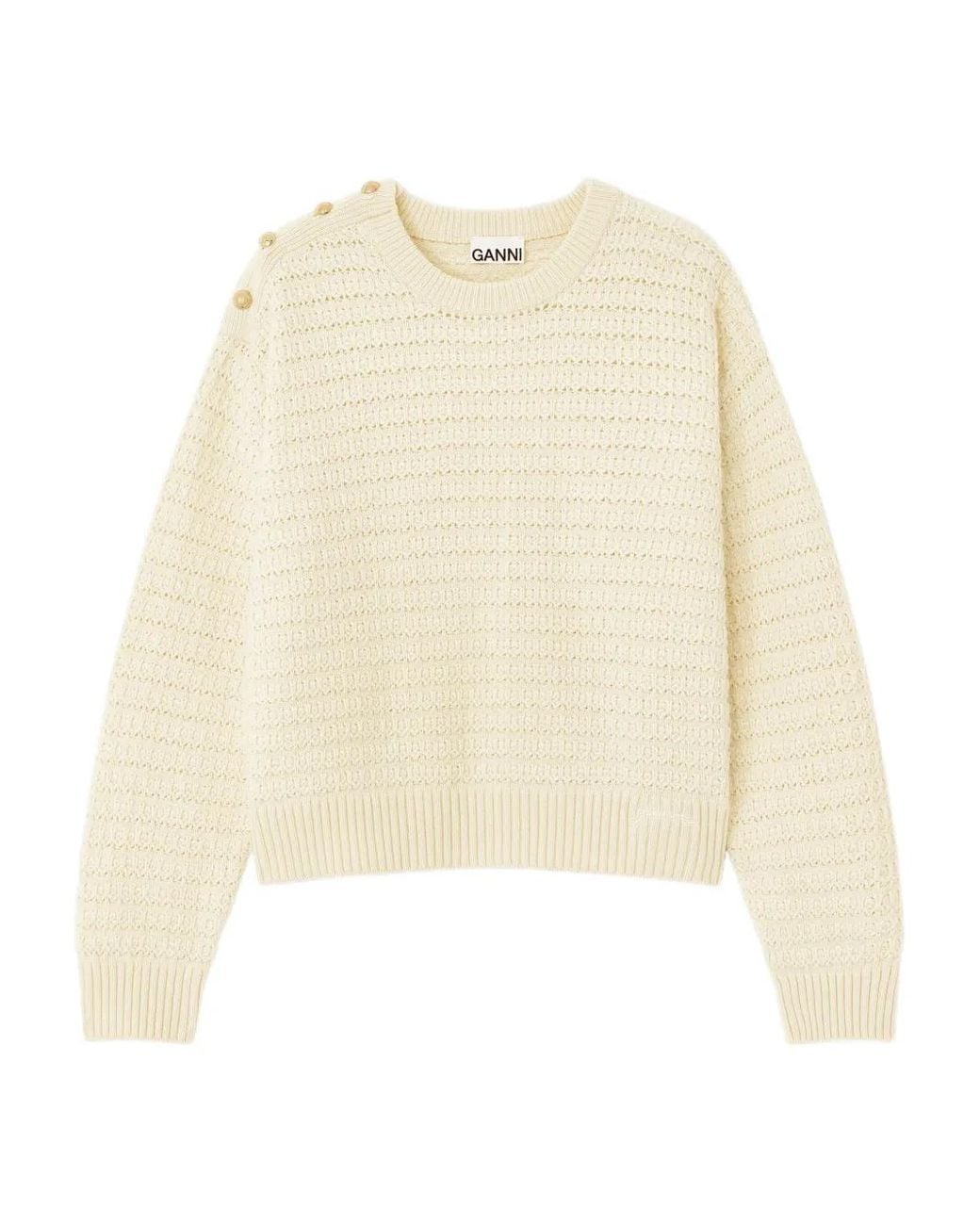 Ganni Natural Button-Detail Sweater