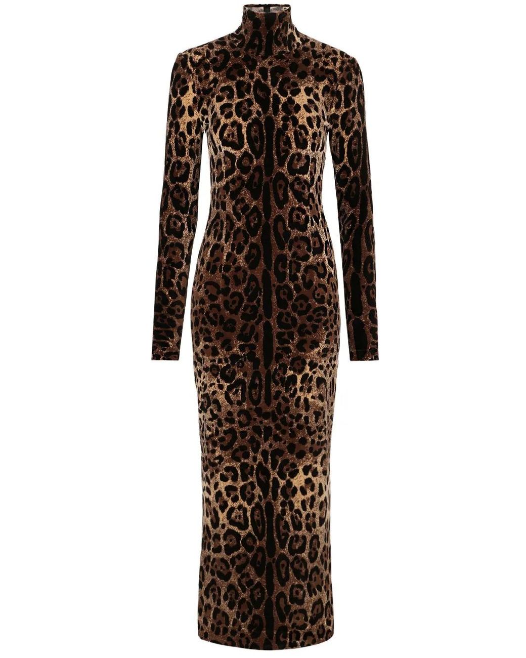 Dolce & Gabbana Brown Leopard Print Chenille Long Dress