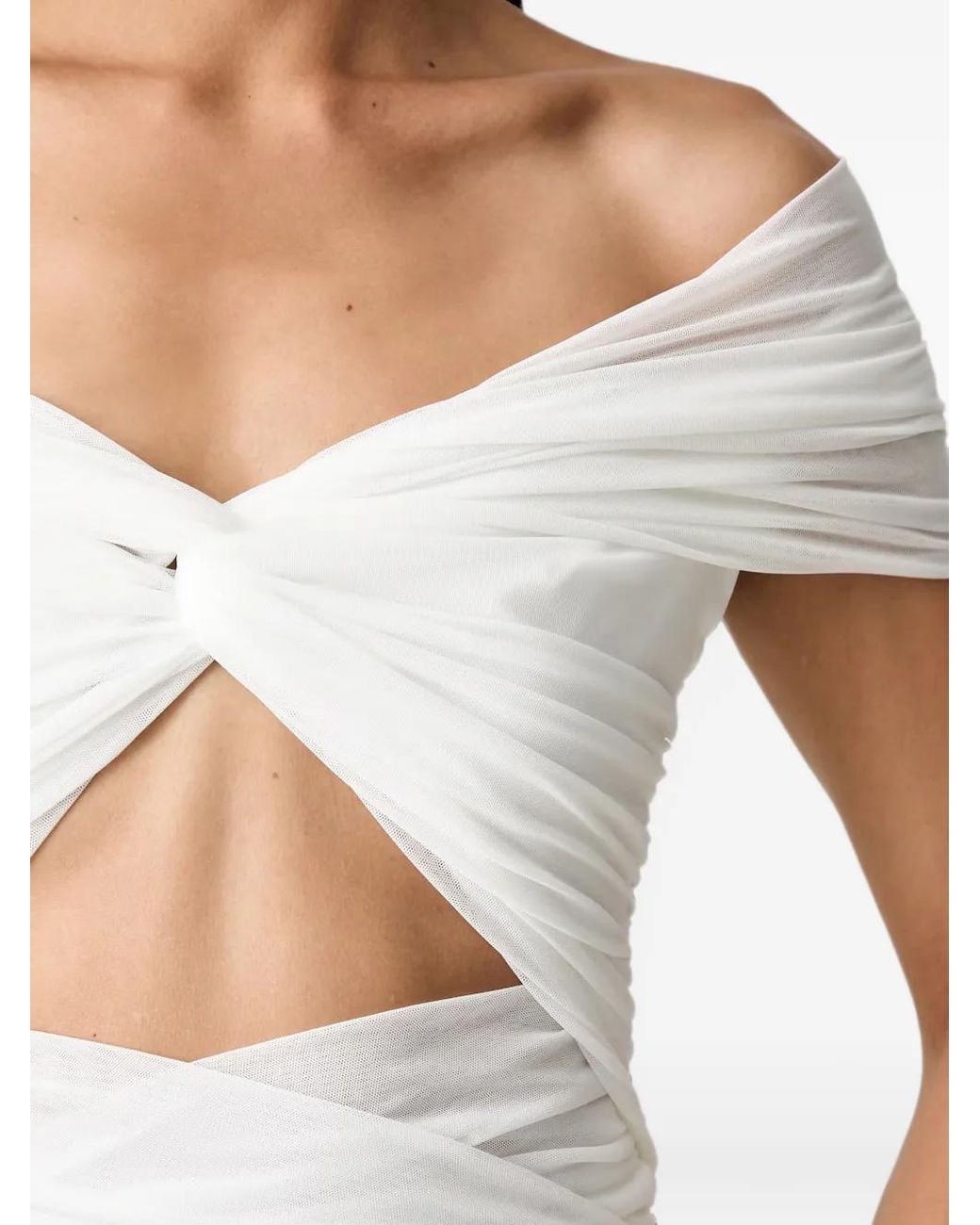 Bardot White Twist-Detail Cut-Out Top