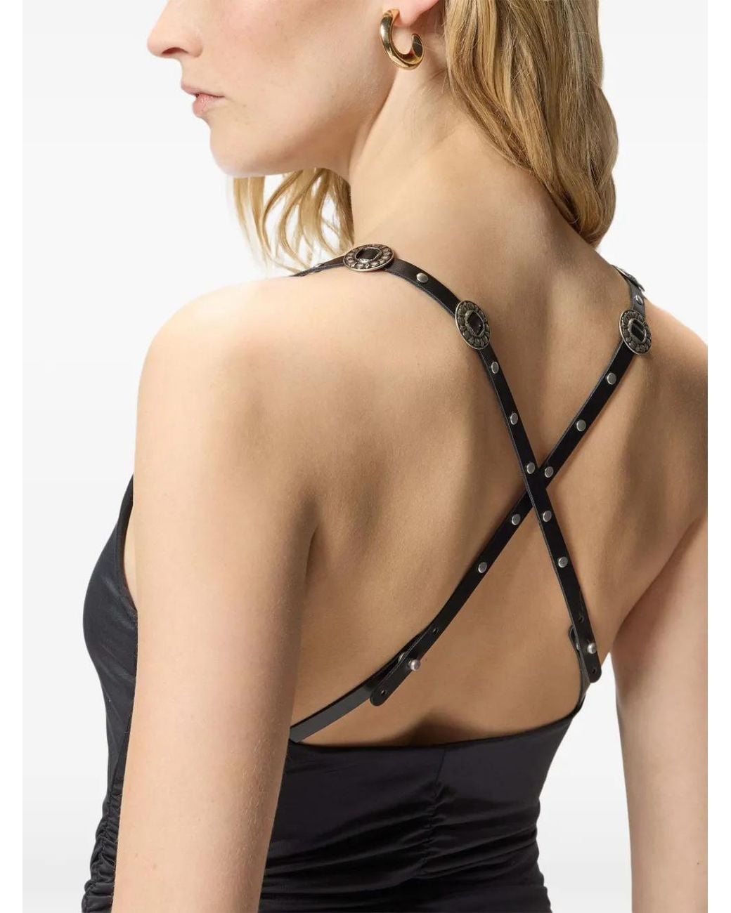 Pinko Black Bodysuit With Crossed Shoulder Straps