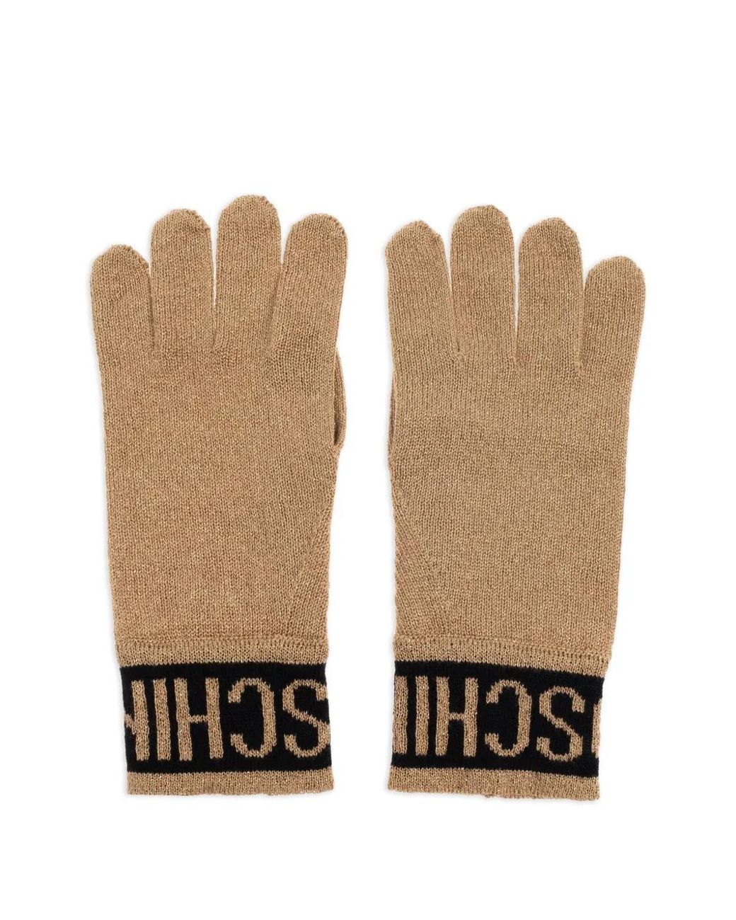 Moschino White Logo-Intarsia Gloves