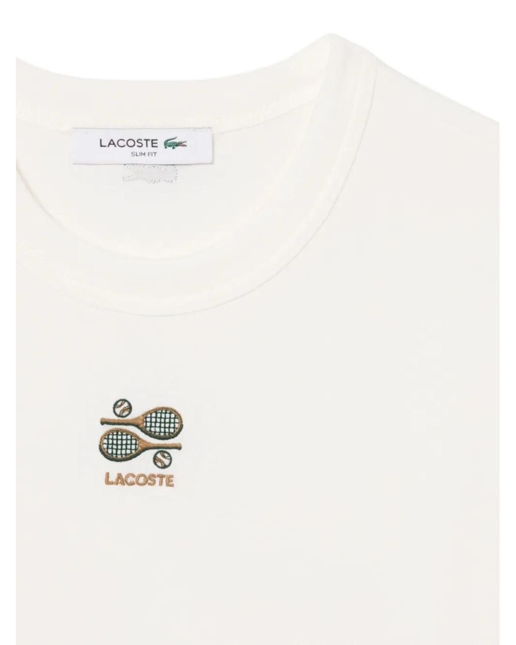 Lacoste White Embroidery Accent Jersey T-Shirt