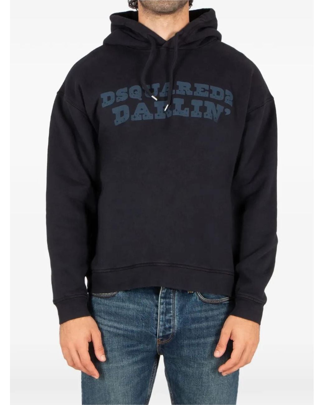 DSquared² Black Graphic-Print Hoodie for men