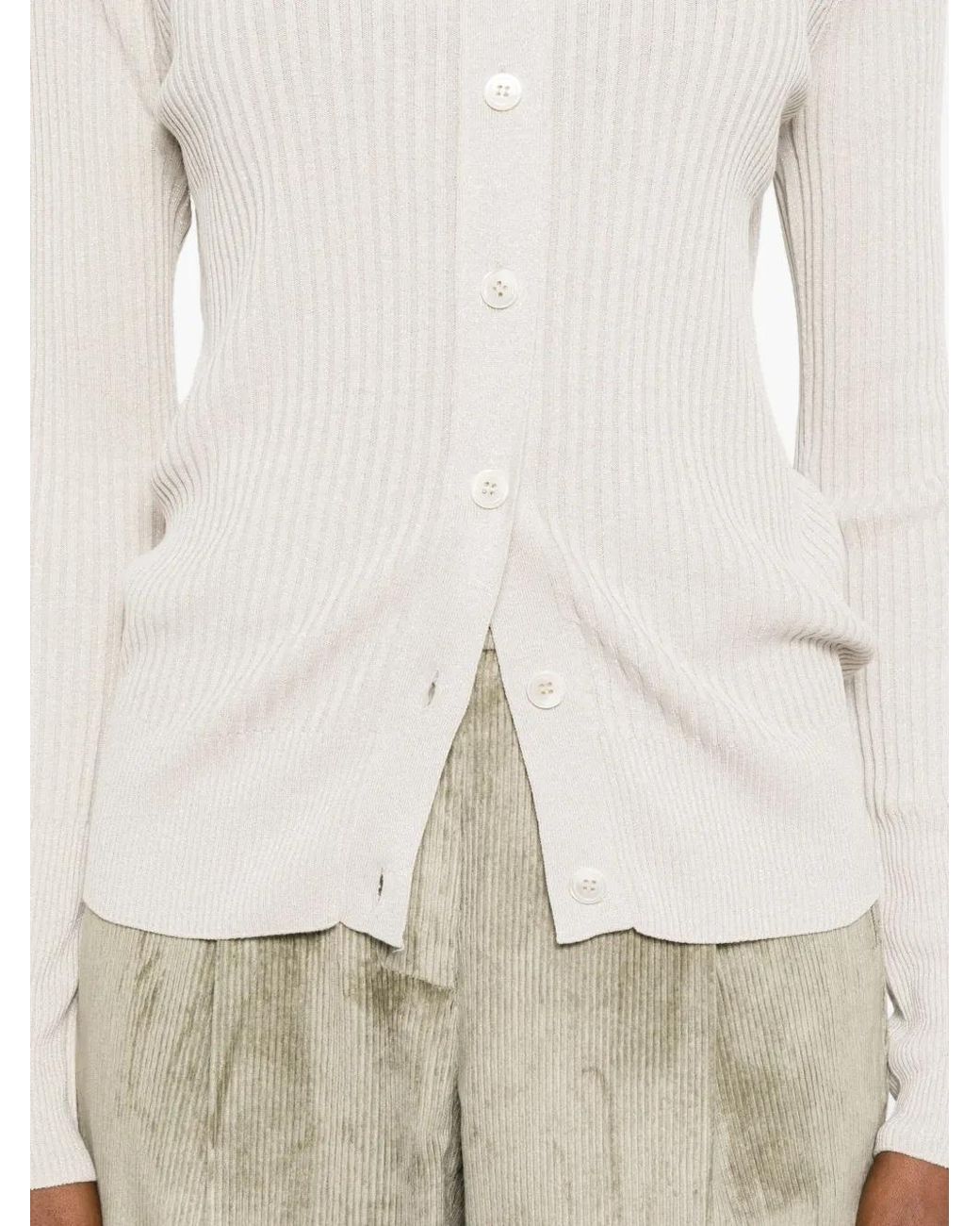 Peserico White Ribbed Buttoned Top