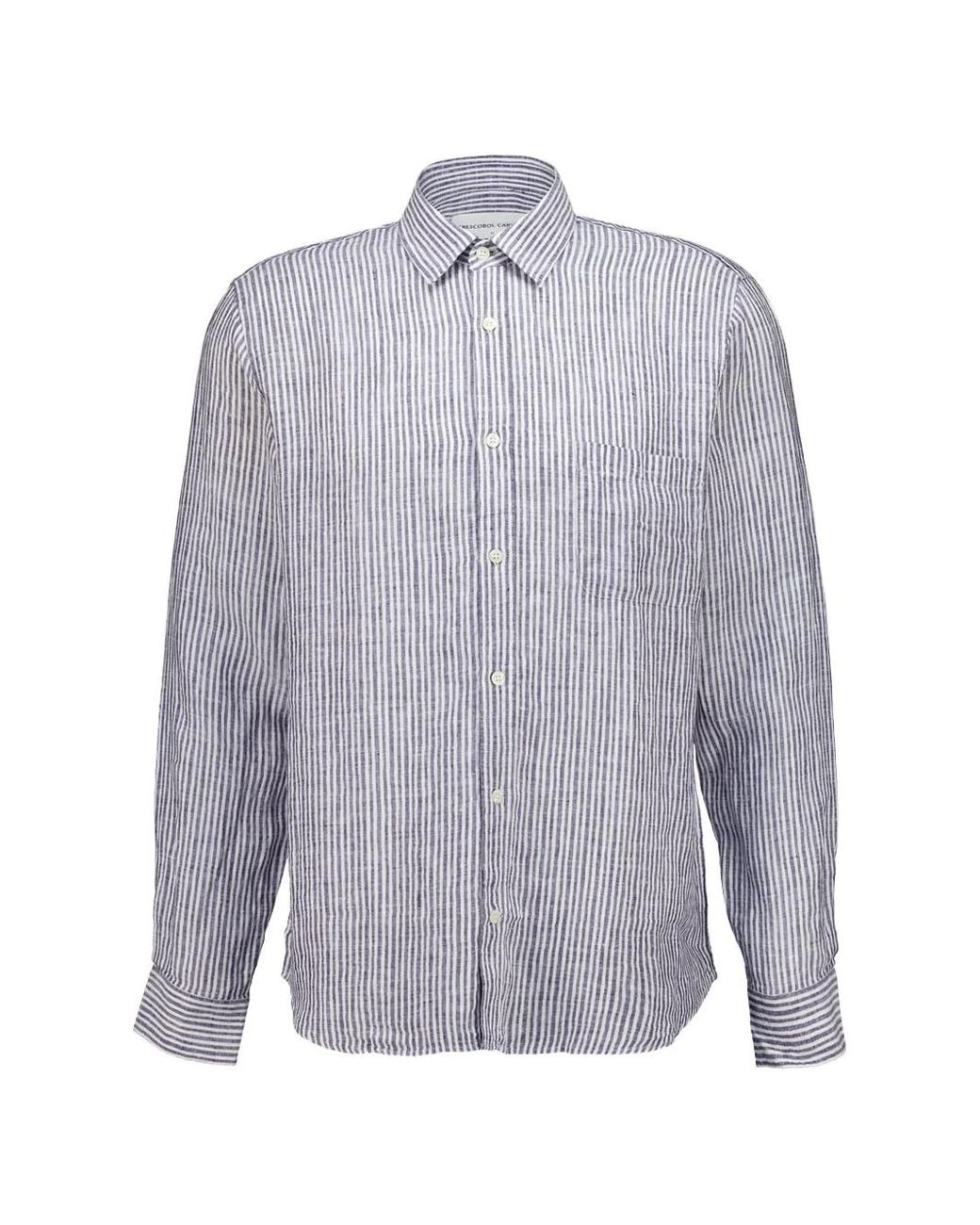 Frescobol Carioca Gray Telles Striped Linen Shirt for men
