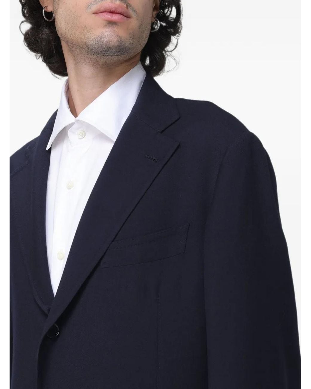 Luigi Borrelli Napoli Blue Single-Breasted Wool Blazer for men