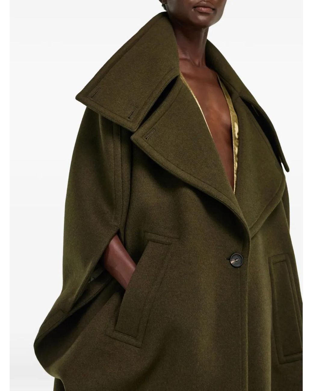 Ferragamo Green Caban À Simple Boutonnage
