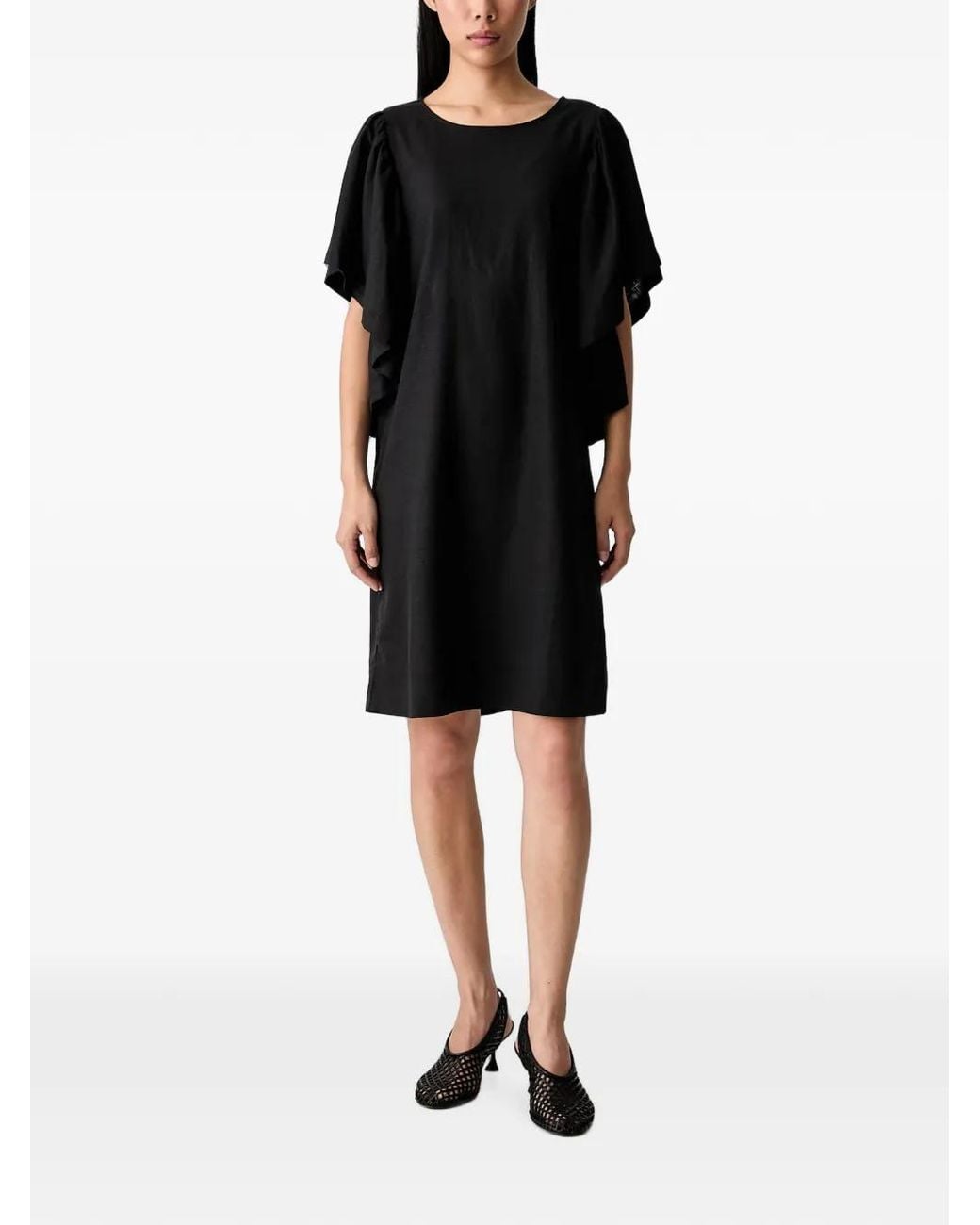 ViCOLO Black Ruffled-Sleeve Mini Dress