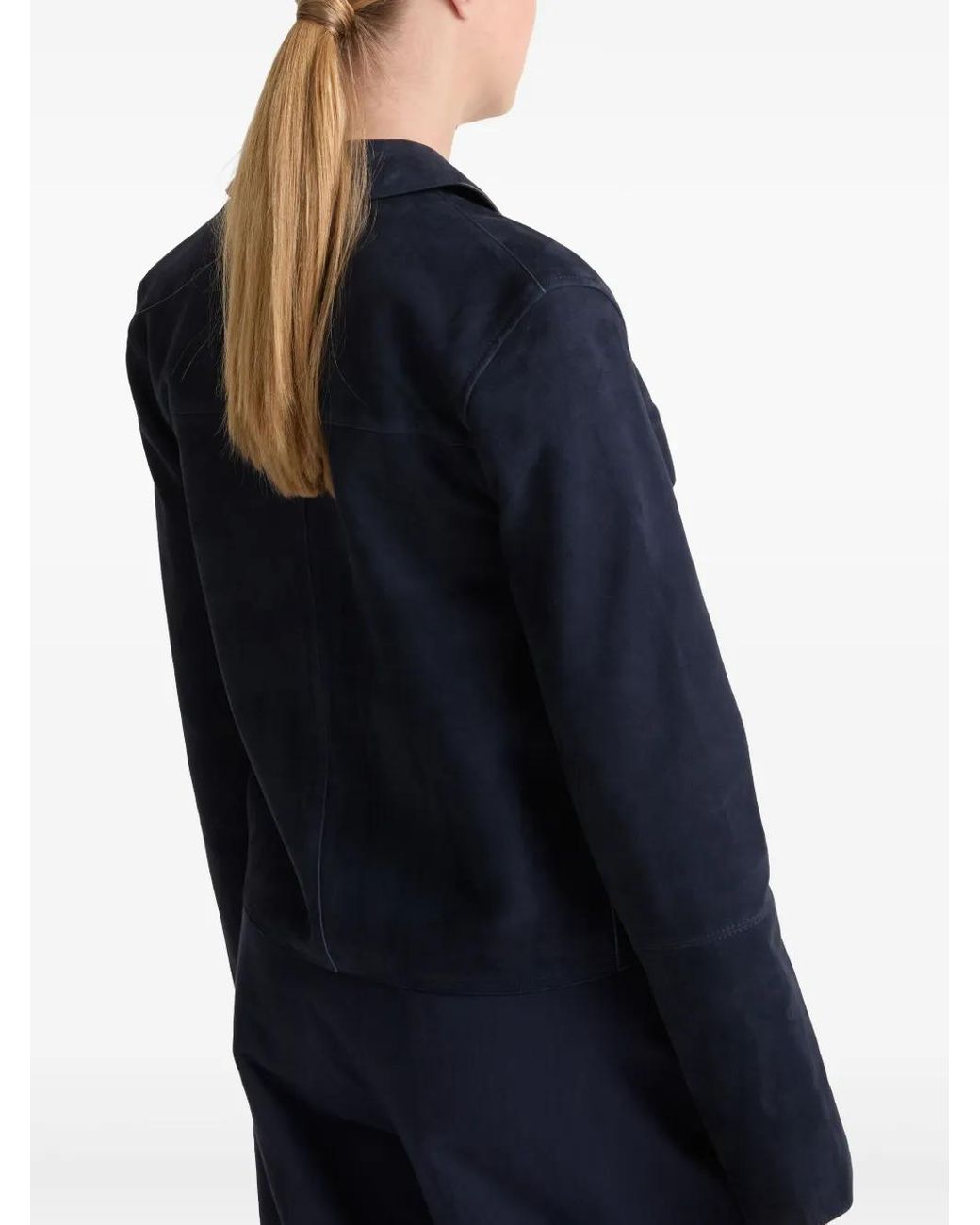 Yves Salomon Blue Suede Jacket