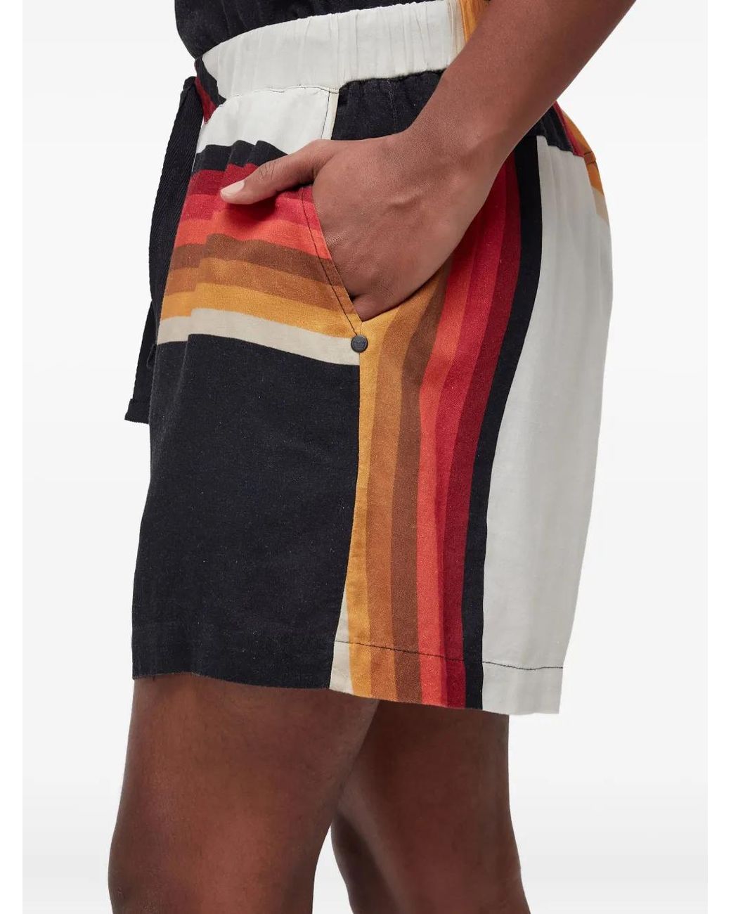 Osklen Black Stripe-Print Drawstring Shorts for men