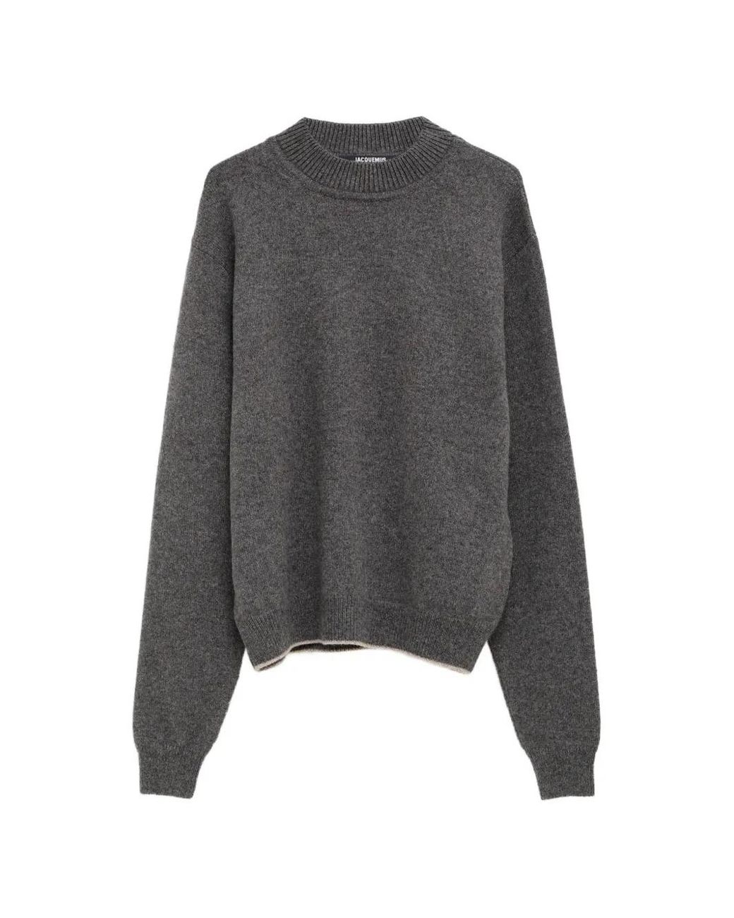 Jacquemus Gray Contrast Trim Crewneck Sweater for men