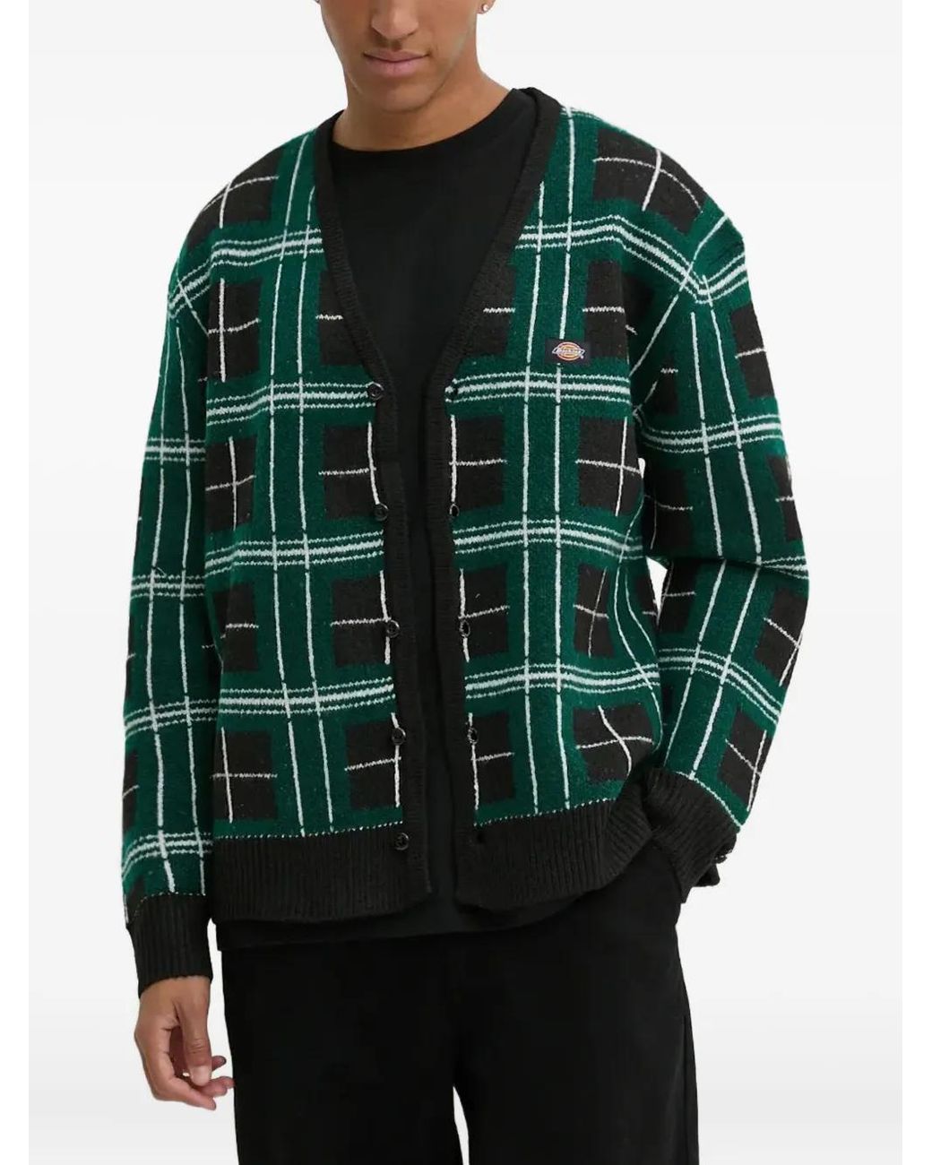 Dickies Green Plaid Cardigan for men