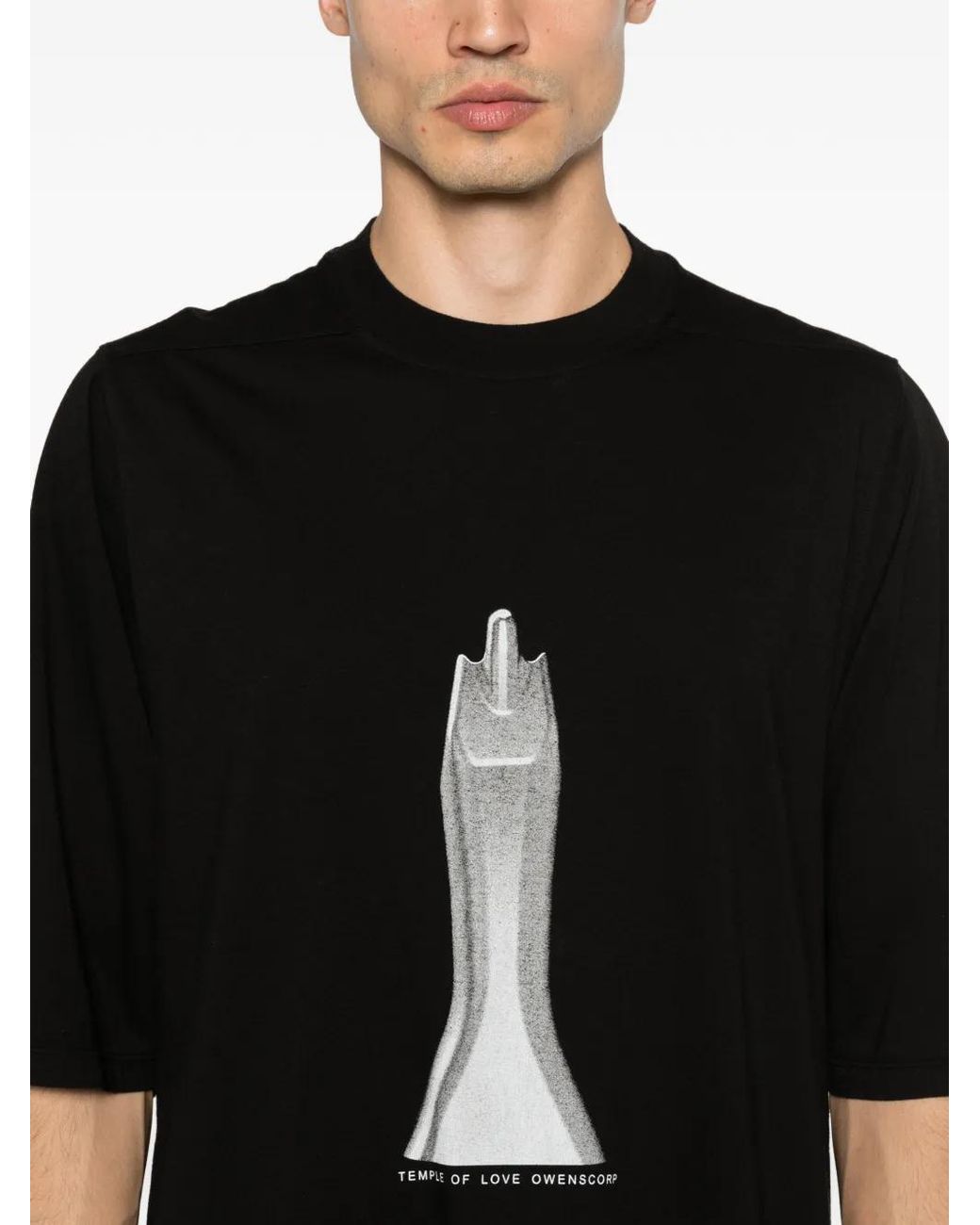 Rick Owens Black T-Shirt Jumbo À Imprimé Graphique for men