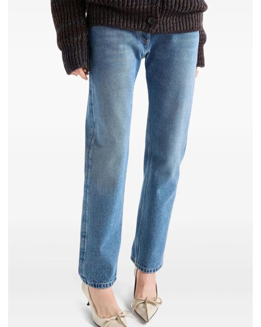 Prada Blue Logo-Plaque Jeans