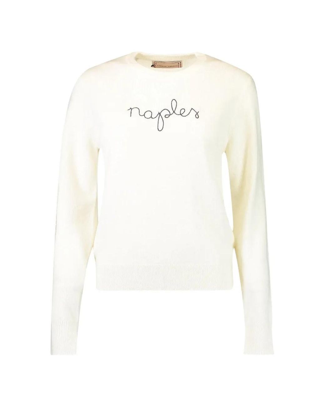 Lingua Franca White Naples Crew Neck Sweater