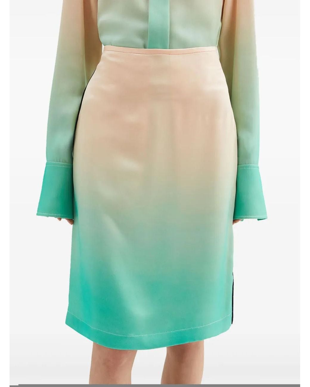 Jil Sander Green Gradient-Effect Skirt