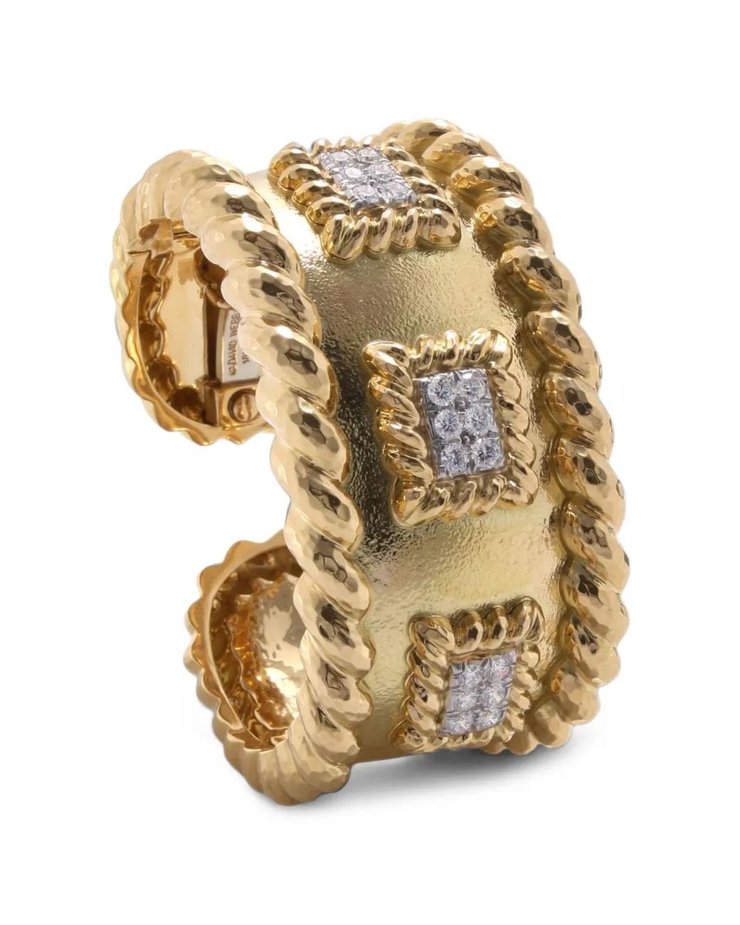 David Webb Metallic Rope Edge Diamond Cuff Bracelet