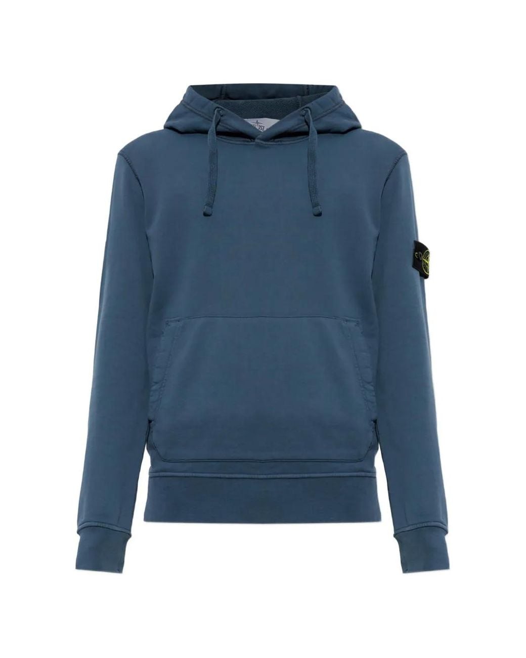 Stone Island Blue 6100062 Organic Cotton Fleece Hooded Sweatshirt for men