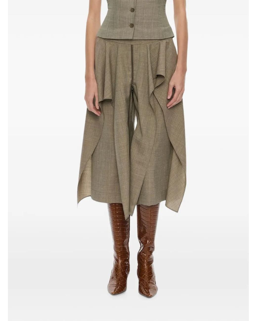 Christopher Esber Natural Tropical Split-Skirt Trousers