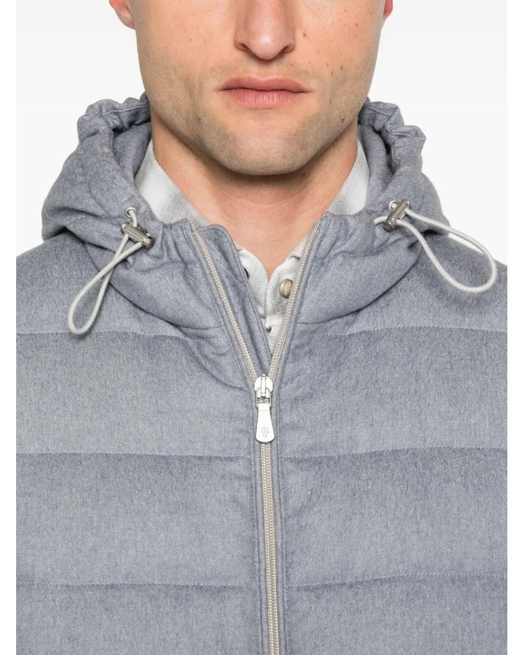 Eleventy Gray Hooded Quilted Jacket for men