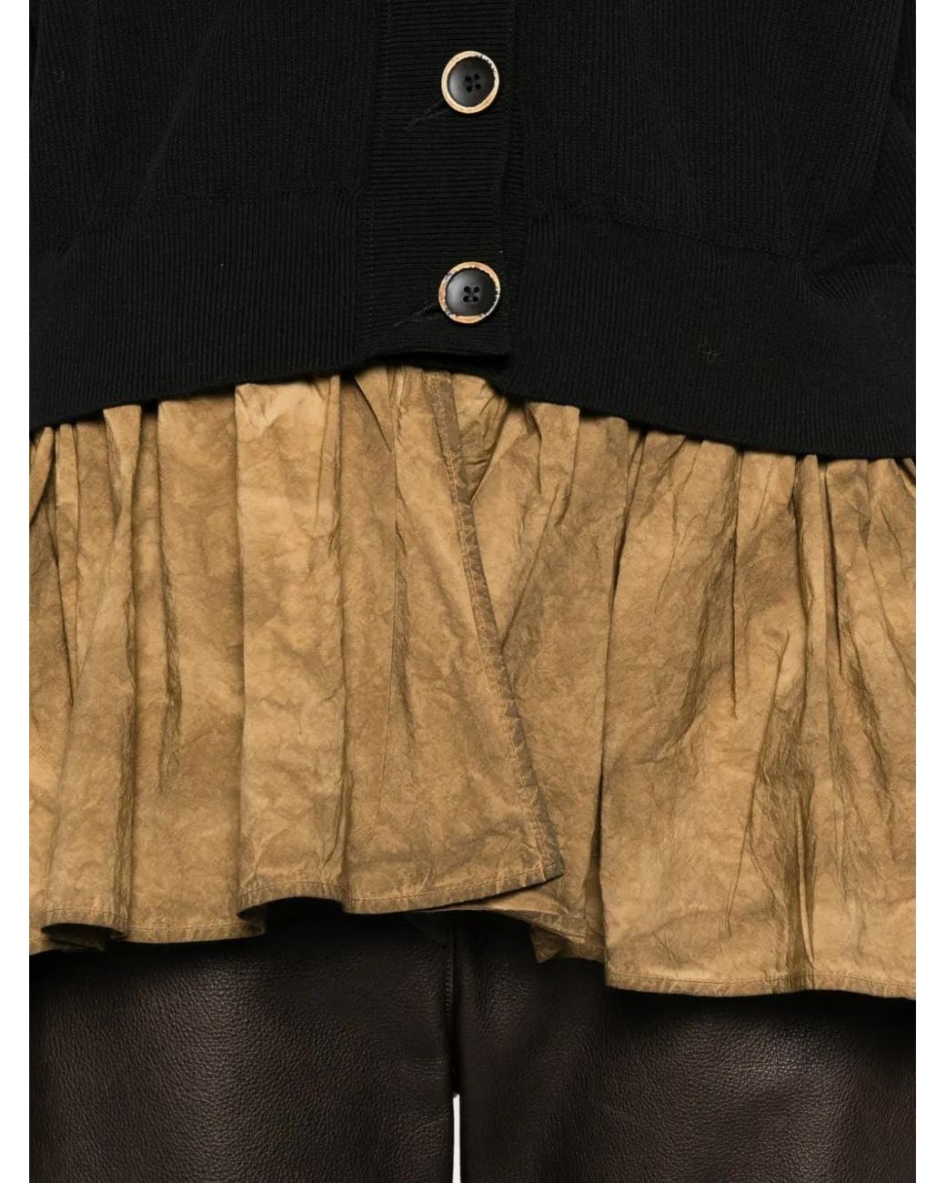 Uma Wang Black Ruffle-Detail Cardigan