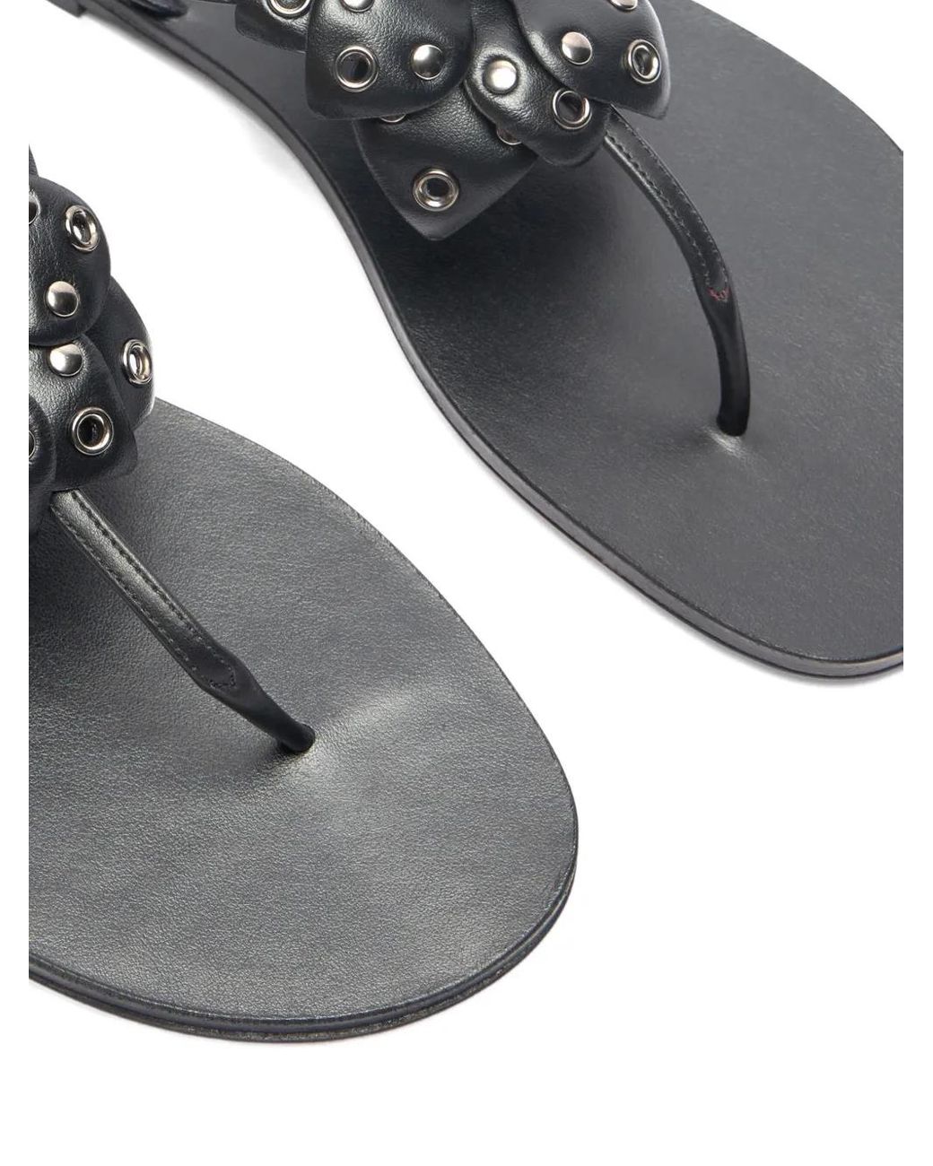 Casadei White Stud-Embellished Flat Sandals