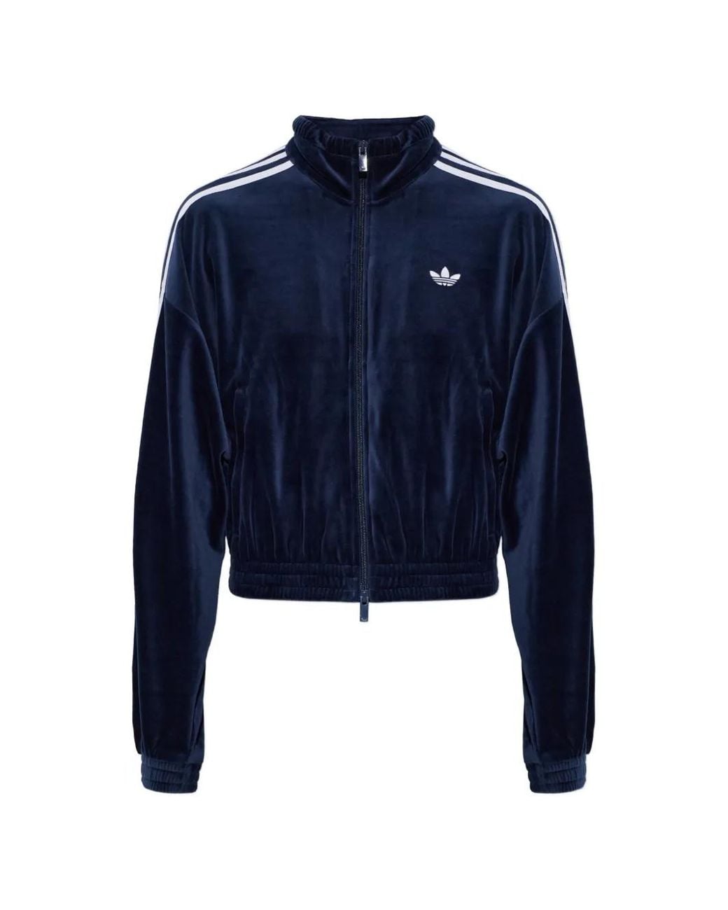 Adidas Blue Velour Zip-Up Sweatshirt