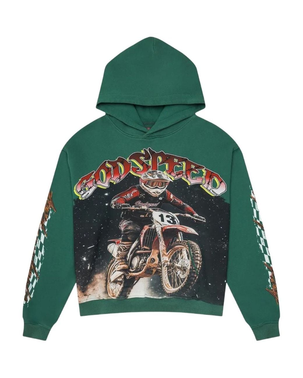 Godspeed Green Motocross Graphic Hoodie for men