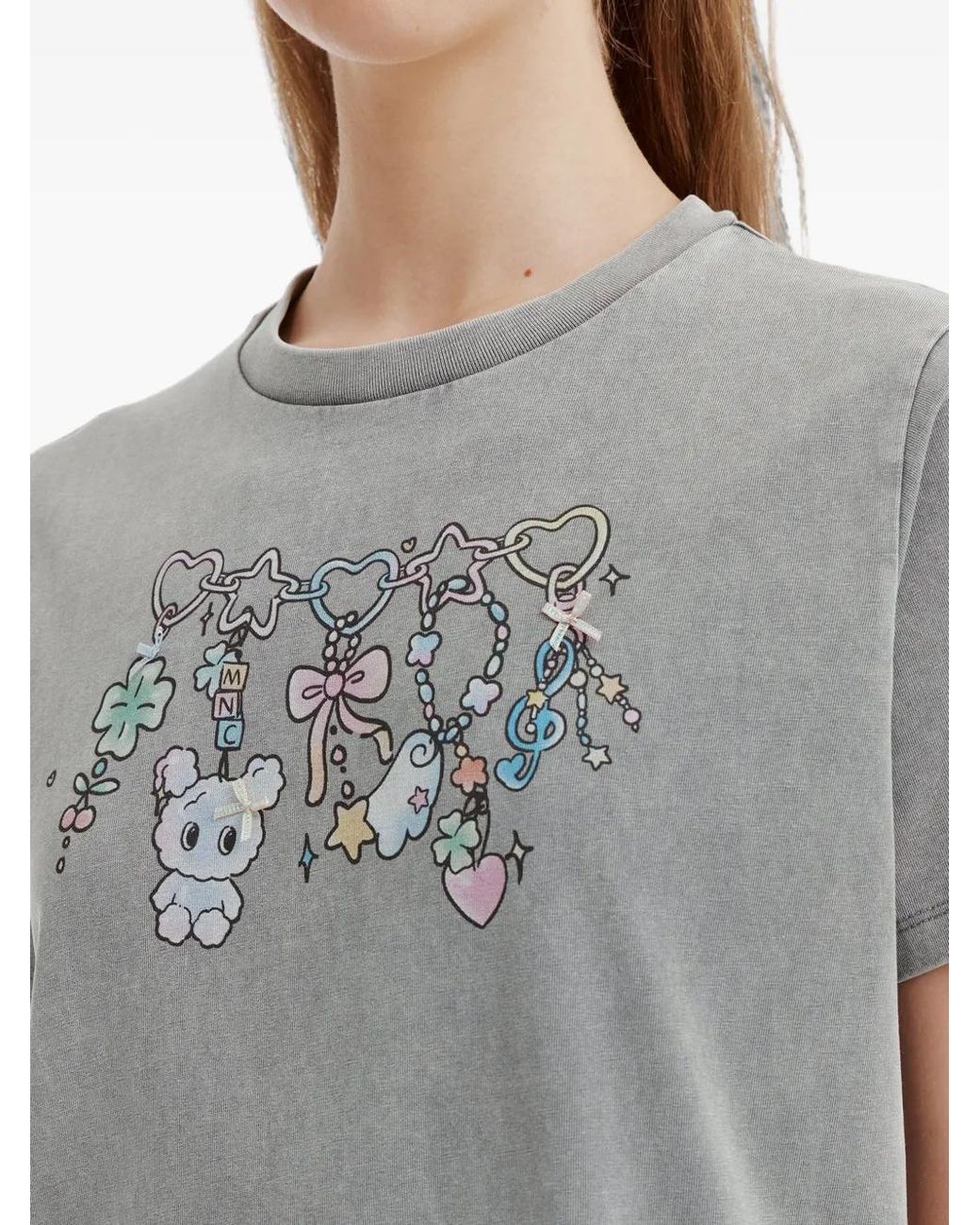 Mini Cream Gray Graphic-Print T-Shirt