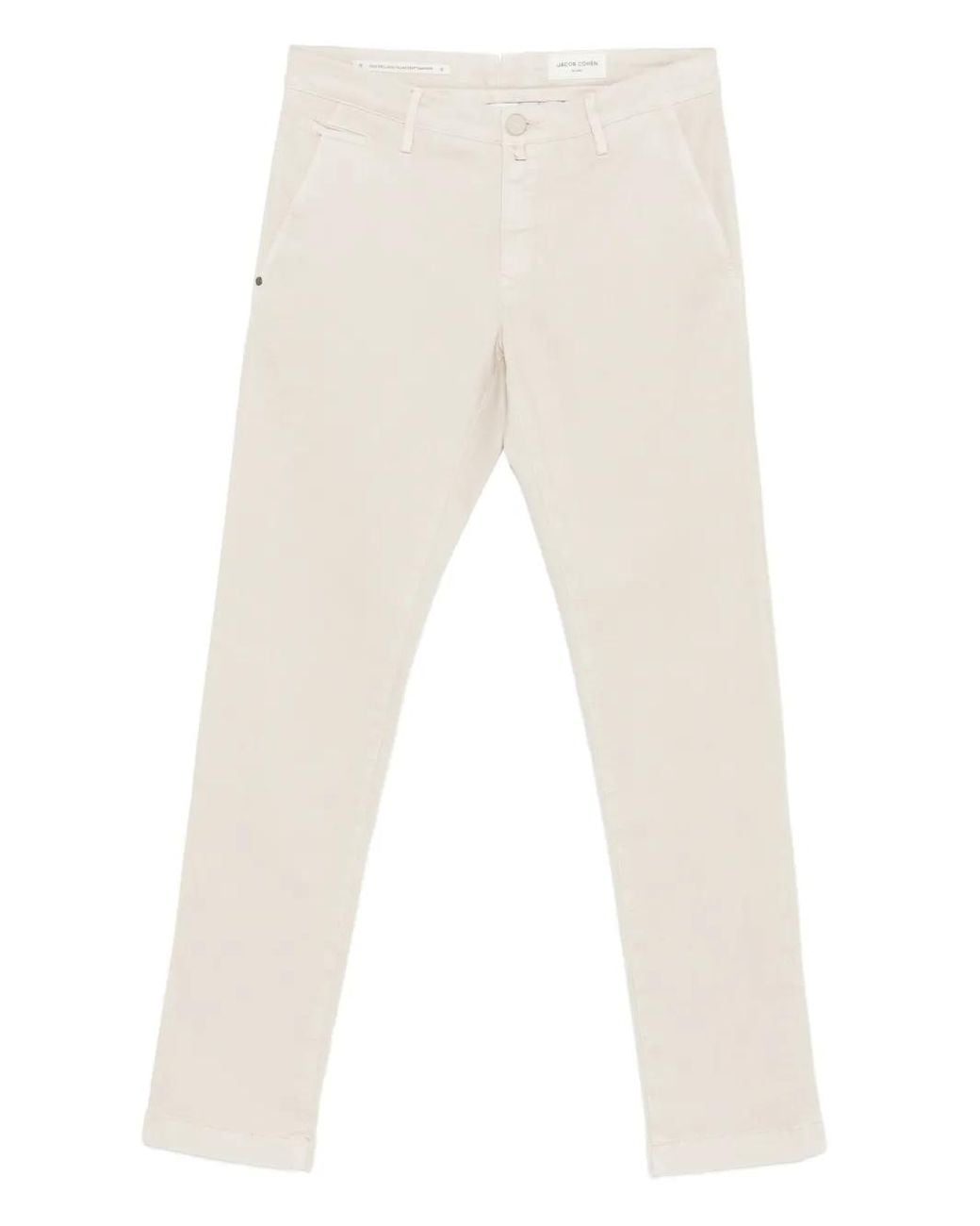 Jacob Cohen White Button Fly Straight-Leg Trousers for men