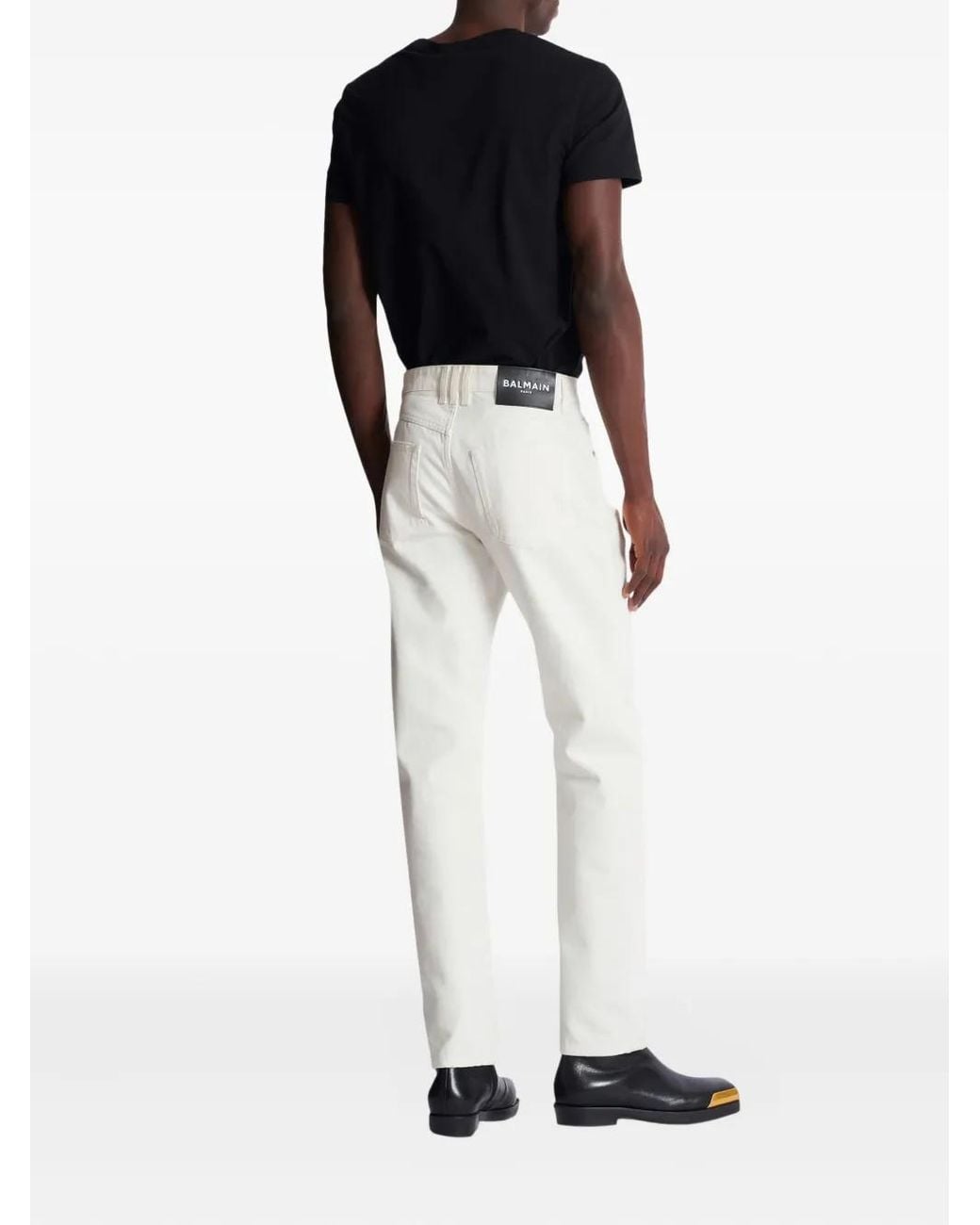 Balmain White Straight-Leg Cotton Jeans for men