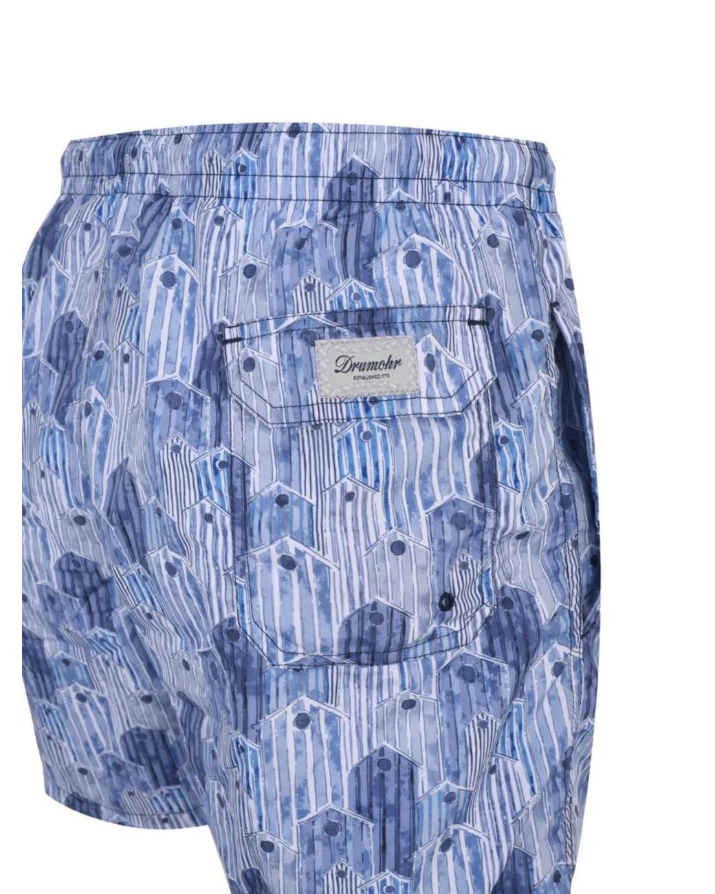 Drumohr Blue Drawstring Slub-Texture Shorts for men
