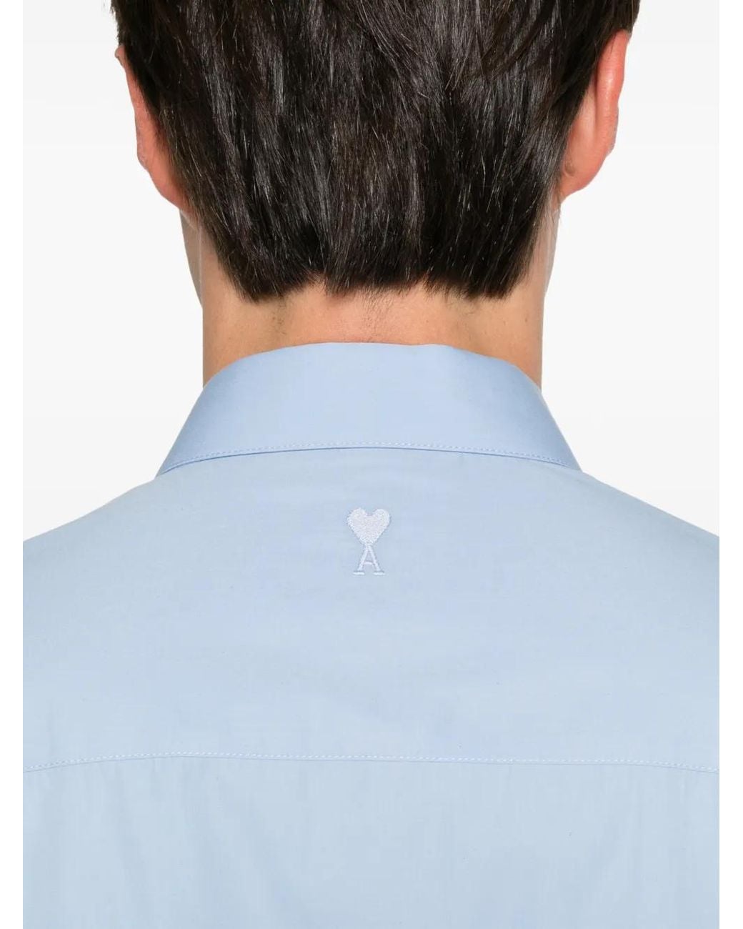 AMI Blue Light Long-Sleeve Shirt With Classic Collar for men