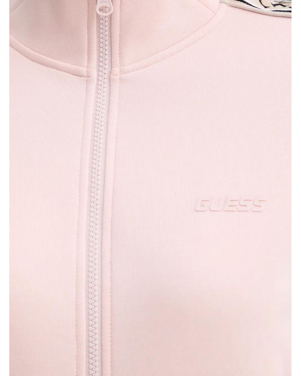 Guess Pink Logo-Tape Zip-Up Sweatshirt