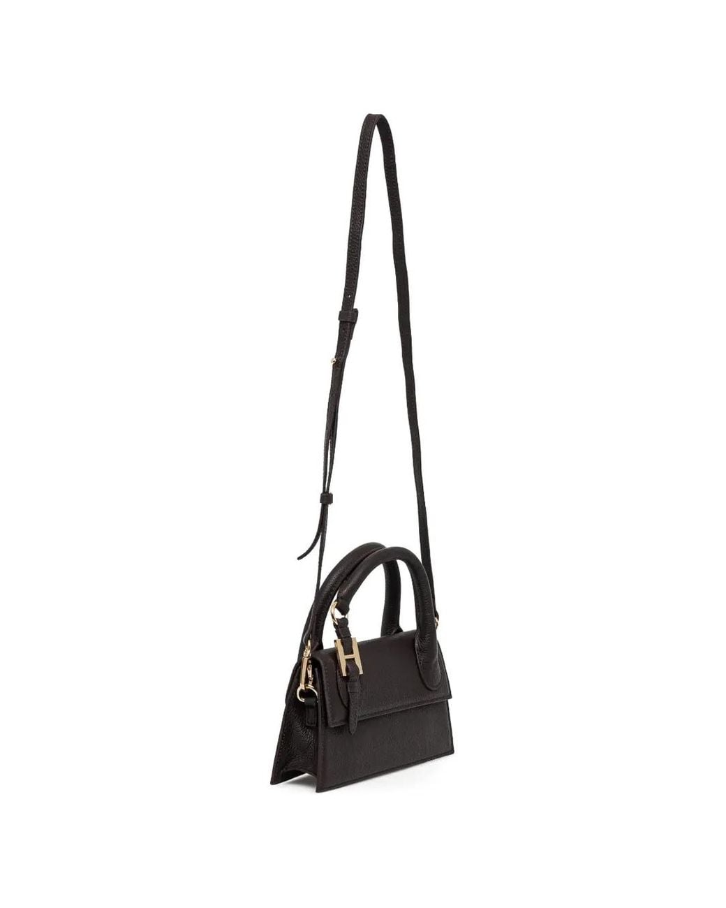 Silvian Heach Black Logo-Plaque Pebbled-Effect Cross Body Bag